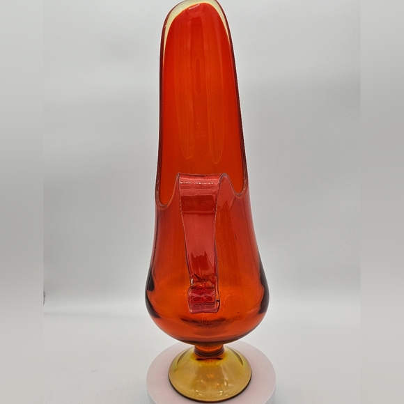 Vintage L.E. Smith Amberina Swung Stretch Art Glass Amberina Pitcher Glows 17.5" - Picture 2 of 14